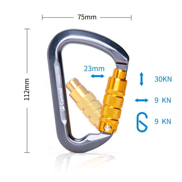 カラビナ 自動ロック ロッククライミング 登山用 CE認定 ツイストゲート 登山カラビナフック 頑丈 25KN高荷重