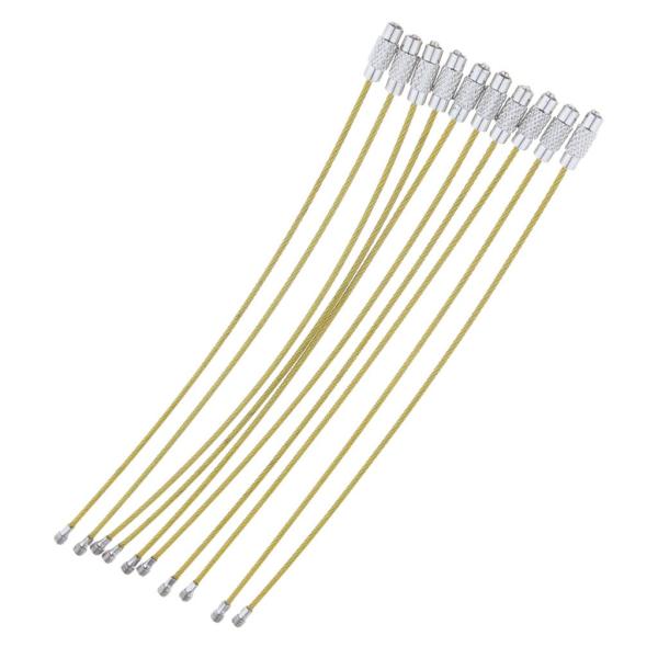 10本のケーブルワイヤーループ荷物タグループステンレススチールワイヤーストラップ黄色