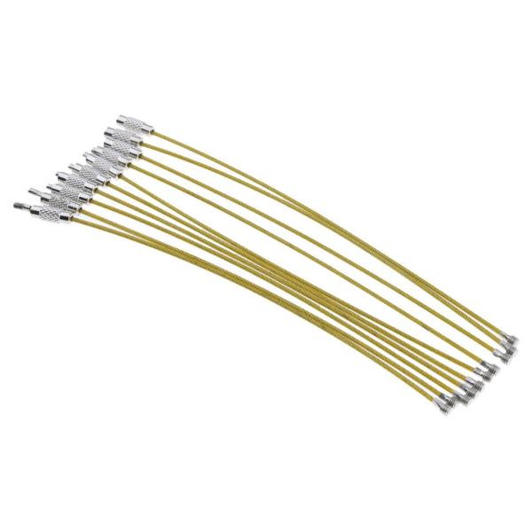 10本のケーブルワイヤーループ荷物タグループステンレススチールワイヤーストラップ黄色