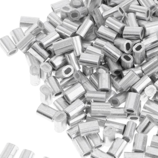 100パックのアルミニウム釣りクリンプダブルバレルクリンプスリーブ0.8mm