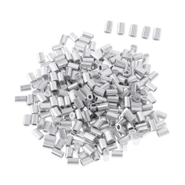 100パックのアルミニウム釣りクリンプダブルバレルクリンプスリーブ0.8mm