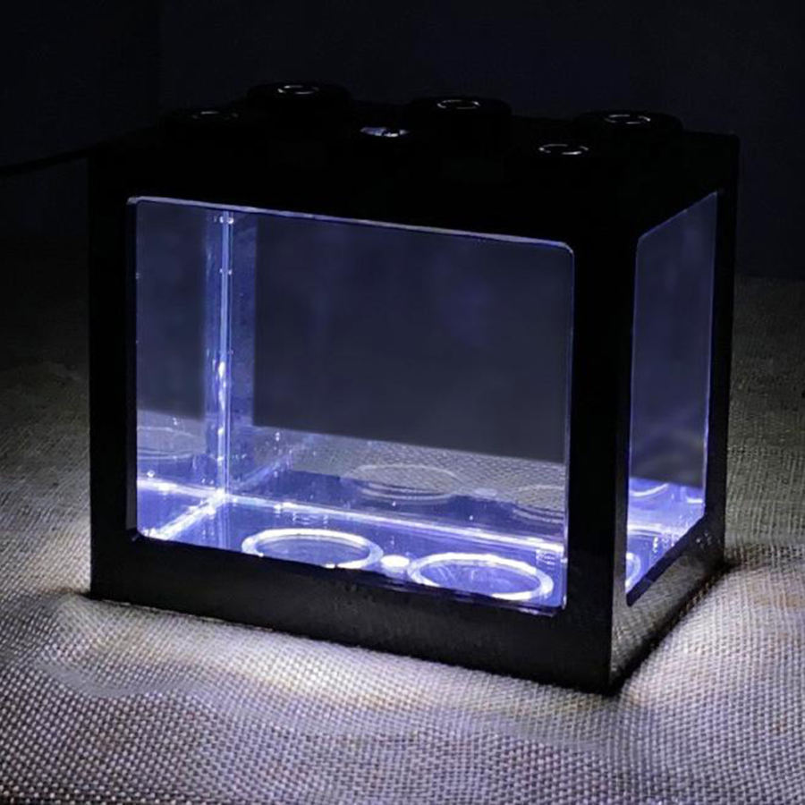 ミニ水槽LEDライトクリアオーナメント水族館オフィスデスクトップ装飾｜stk-shop｜02