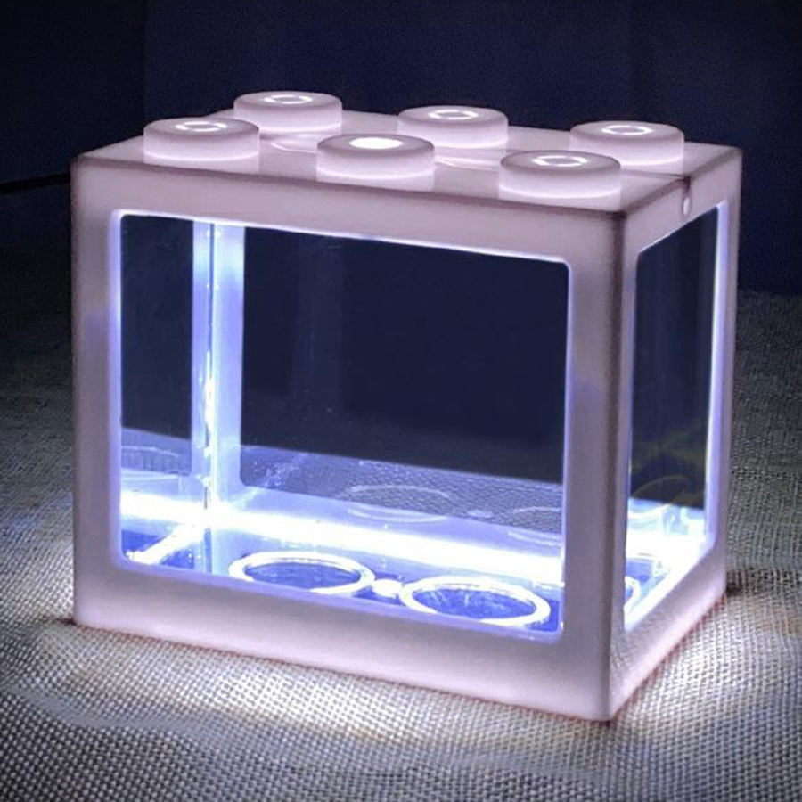 ミニ水槽LEDライトクリアオーナメント水族館オフィスデスクトップ装飾｜stk-shop｜03