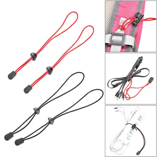 2x 調節可能な弾性コード 26cm キャンプ トレッキング ポール スティック タイ ダウン レッド