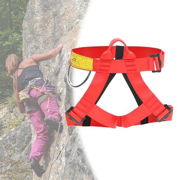 クライミングハーネスプロの登山ロッククライミングハーネス、ラペリング安全ハーネスベルト - 赤
