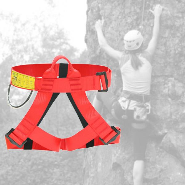 クライミングハーネスプロの登山ロッククライミングハーネス、ラペリング安全ハーネスベルト - 赤