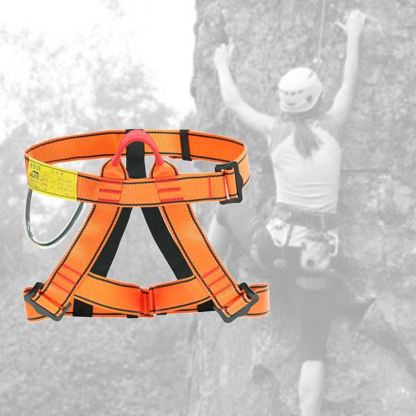 クライミングハーネスプロの登山ロッククライミングハーネス、ラペリング安全ハーネスベルト - オレンジ