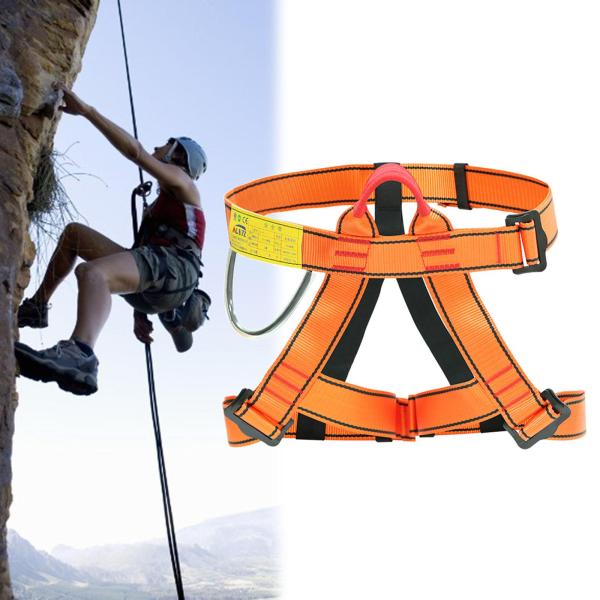 クライミングハーネスプロの登山ロッククライミングハーネス、ラペリング安全ハーネスベルト - オレンジ