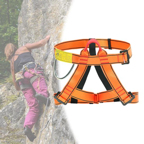 クライミングハーネスプロの登山ロッククライミングハーネス、ラペリング安全ハーネスベルト - オレンジ