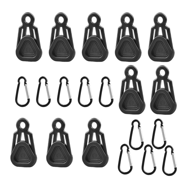 10個のタープクランプテントウィンドロープクリップハンガーサバイバル緊急グロメットブラッククリップとフック
