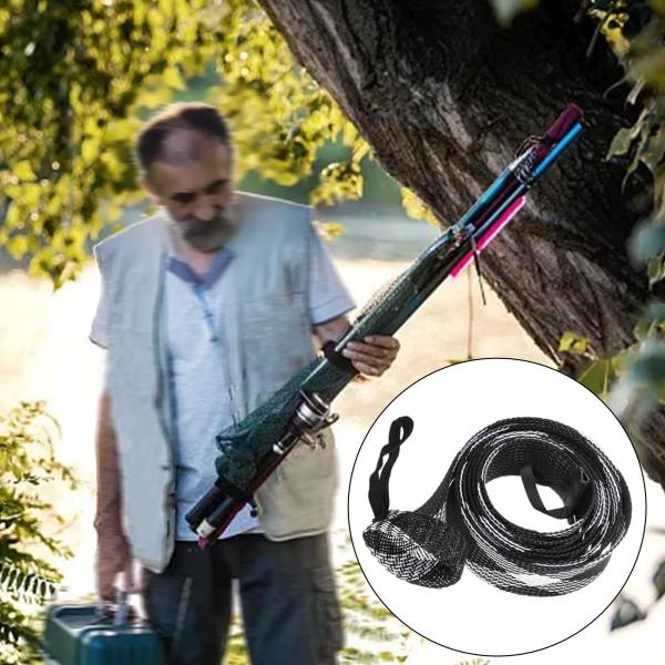 釣り竿スリーブソックスポールグローブプロテクターカバー、ストラップ付きブラックホワイト