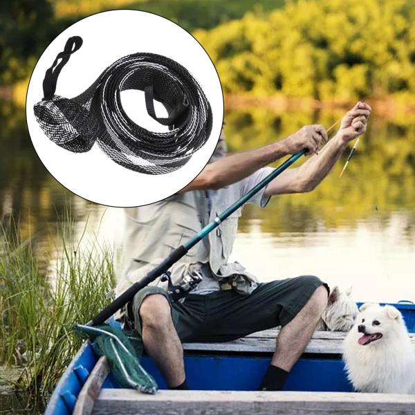 釣り竿スリーブソックスポールグローブプロテクターカバー、ストラップ付きブラックホワイト