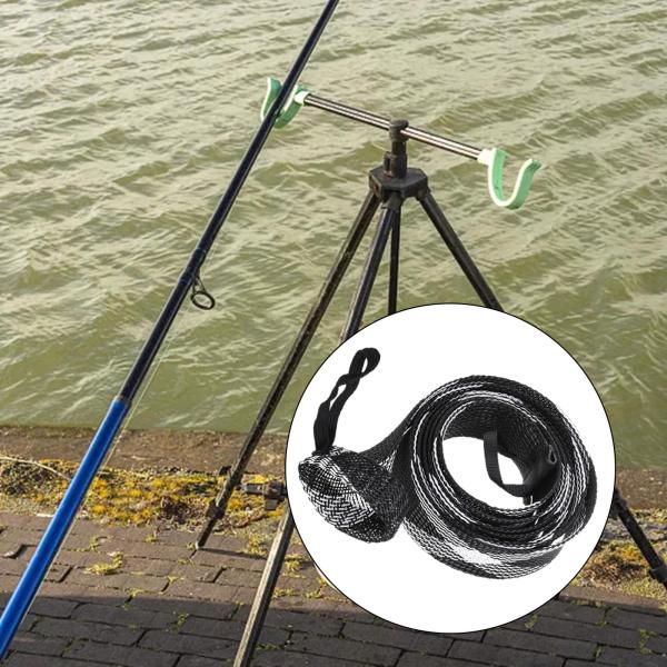 釣り竿スリーブソックスポールグローブプロテクターカバー、ストラップ付きブラックホワイト