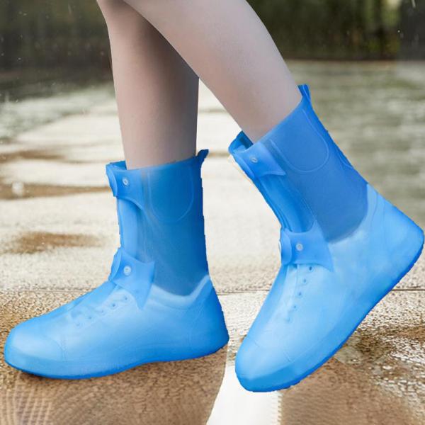 防水シューズカバー 大人用 ブーツプロテクター 滑り止め レインブーツカバー XXL ブルー