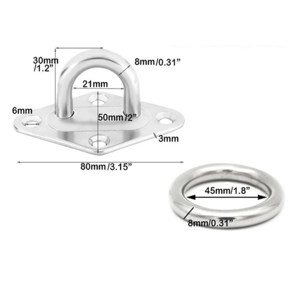 ダイアモンド パッド アイ プレート リング付き ボート リギング トレーニング ストラップ 8mm 高耐久