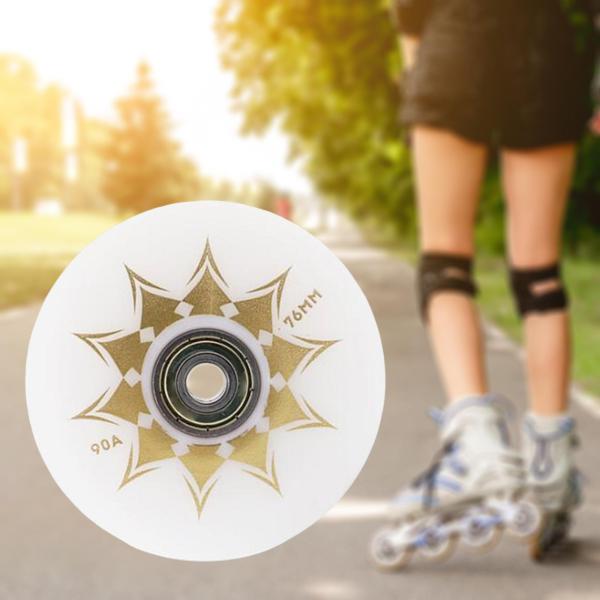 インライン ローラー スケート ホイール 屋内 屋外 スクーター用 荷物 ホイール 練習 ホワイト 金色