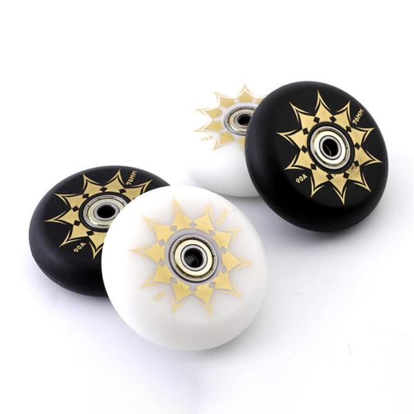 インライン ローラー スケート ホイール 屋内 屋外 スクーター用 荷物 ホイール 練習 ホワイト 金色