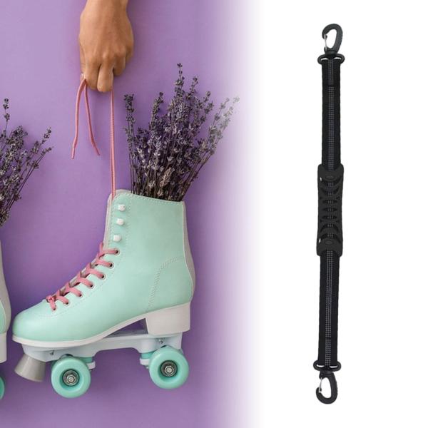 ポータブル スケート シューズ キャリア ストラップ エンド フック付き ベルト スキー ブーツ ストラップ ブラック