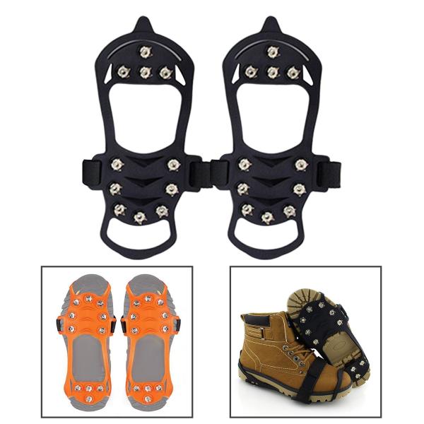 11 スパイク 丈夫なアイスクリート 釣り アウトドア アクティビティ ウォーキング ブラック S