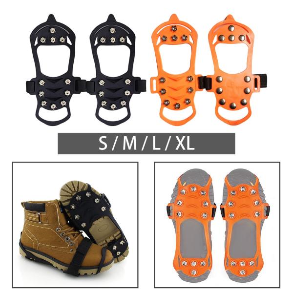 11 スパイク 丈夫なアイスクリート 釣り アウトドア アクティビティ ウォーキング ブラック S