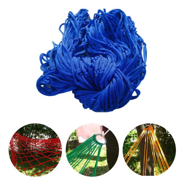 キャンプ ハンモック スイング ネット フック付きスリーピング ベッド ハイキング ガーデン ヤード ブルー