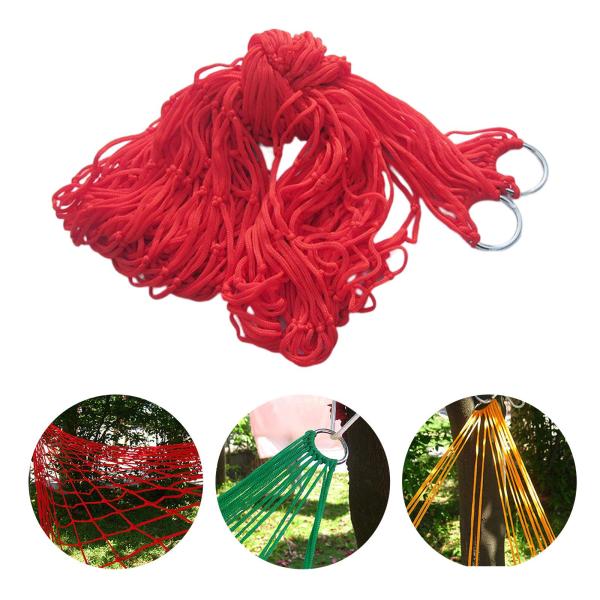 キャンプ ハンモック スイング ネット スリーピング ベッド フック付き ハイキング ガーデン ヤード レッド