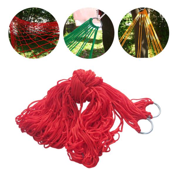 キャンプ ハンモック スイング ネット スリーピング ベッド フック付き ハイキング ガーデン ヤード レッド