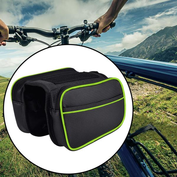 自転車バッグ 取り外し可能 防水 自転車パニエ ポータブル 自転車 フロントフレームバッグ スタイルA グリーン