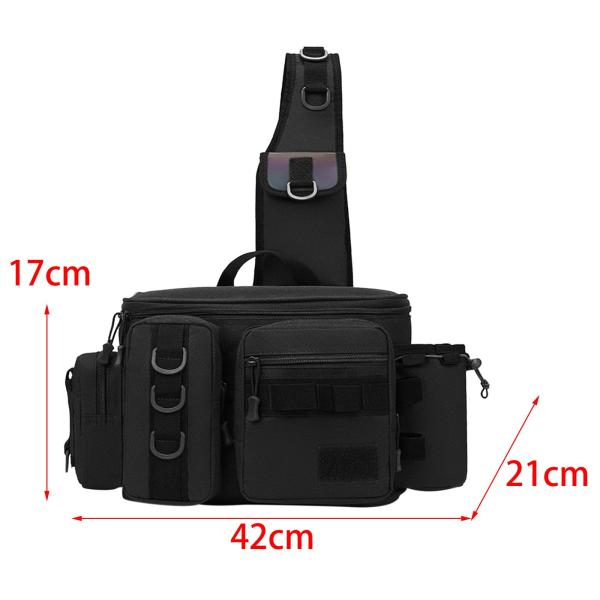釣具バッグ ロッドホルダー キャリーケースバッグ チェストパック メンズ レディース ハイキング Lサイズ ブラック
