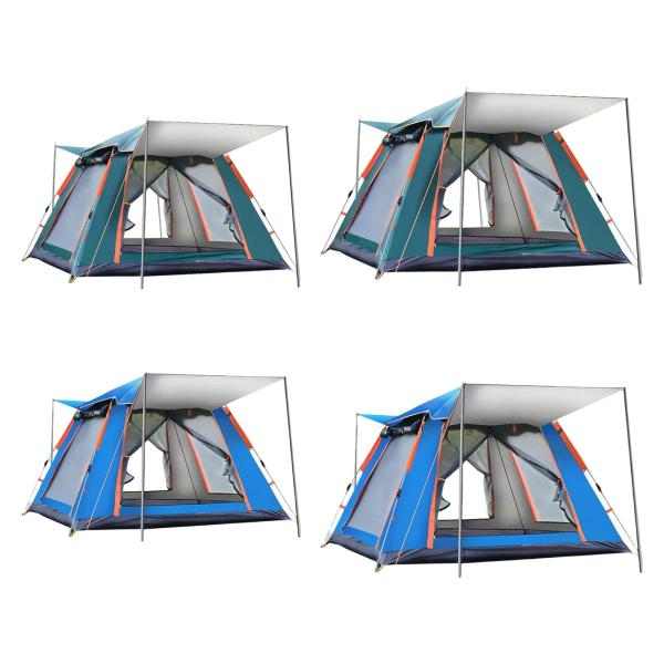 自動ポップアップテント キャンプテント 日よけ付き キャビンテント 防水 ダークグリーン S