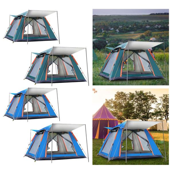 自動ポップアップテント キャンプテント 日よけ付き キャビンテント 防水 ダークグリーン S