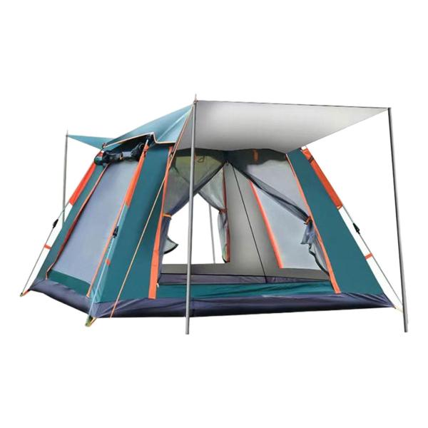 自動ポップアップテント キャンプテント 日よけ付き キャビンテント 防水 ダークグリーン S