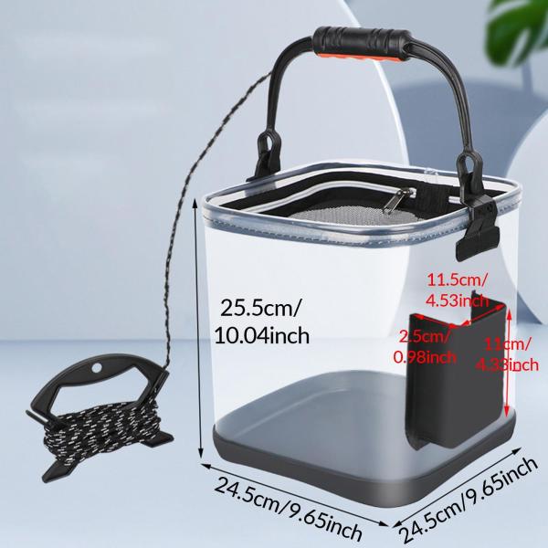 釣りバケツ透明 EVA 水容器釣りガーデニング屋外大型サイドポケット