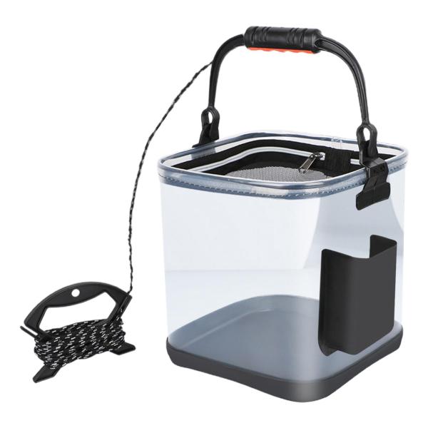 釣りバケツ透明 EVA 水容器釣りガーデニング屋外大型サイドポケット