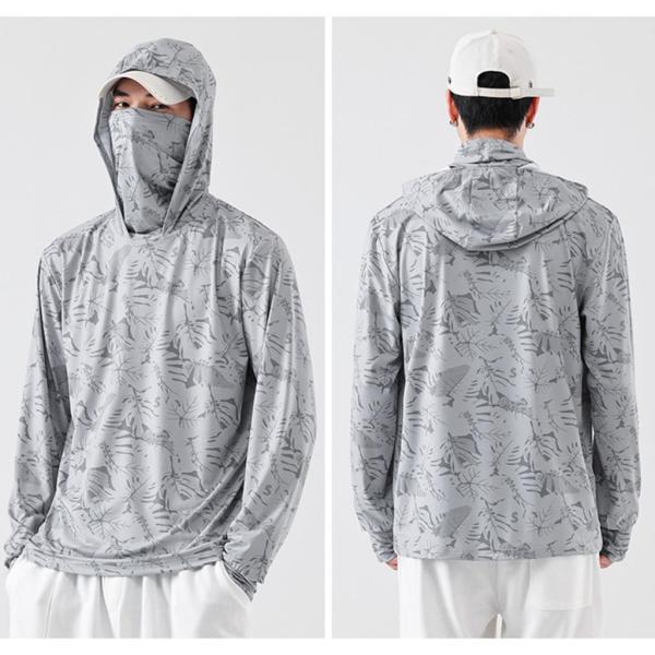 メンズ 日焼け止め パーカー シャツ 薄手 ラッシュガード 釣り アウトドア 夏用 M ホワイト