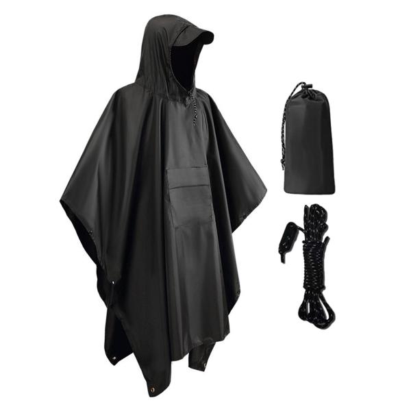 フード付きレインポンチョ 大人用 ポンチョ マント 再利用可能 長袖