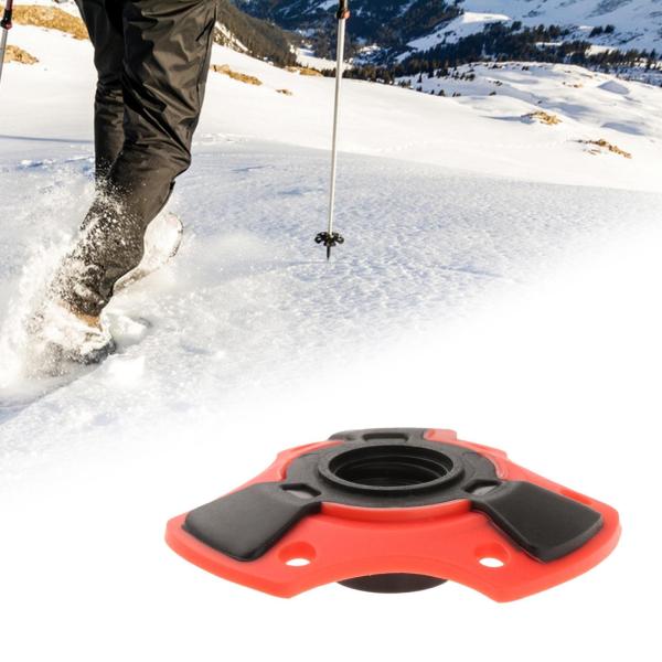 トレッキングポール スノーバスケット 15mm ネジ式取り外し可能な泥ホルダー スキーポールバスケット レッド