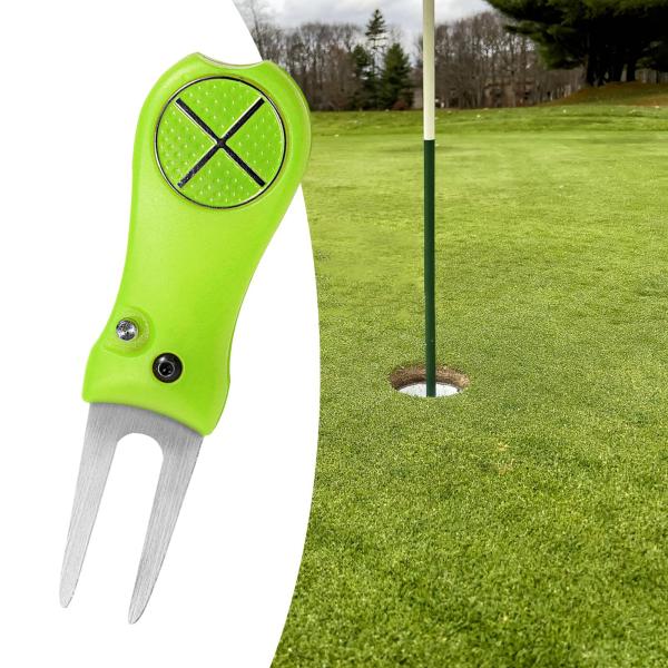 ゴルフディボットツール ゴルフパッティンググリーンフォーク 折りたたみ式 軽量マーカー 芝生修理プロング ゴルフフォーク トレーニング エク｜stk-shop｜04