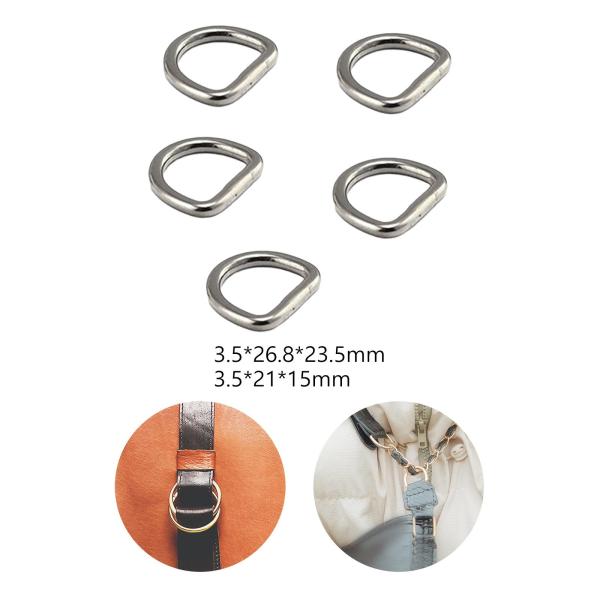 5 個の金属 D リングハンモック財布シームレス鋼リング半円形 D リング 3.5 ミリメートル x 2.68 センチメートル x 2.35