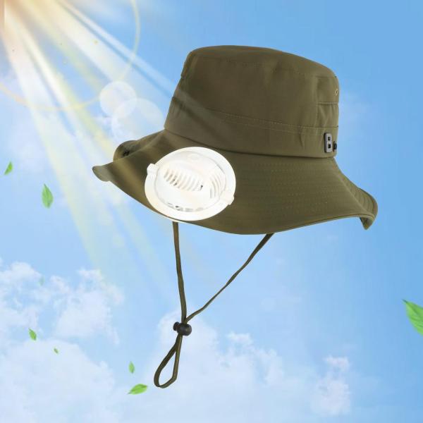 ファン冷却帽子 漁師帽子 ファン付き 通気性 USB充電式 ポータブル 夏用サンハット 冷却ファンハ...