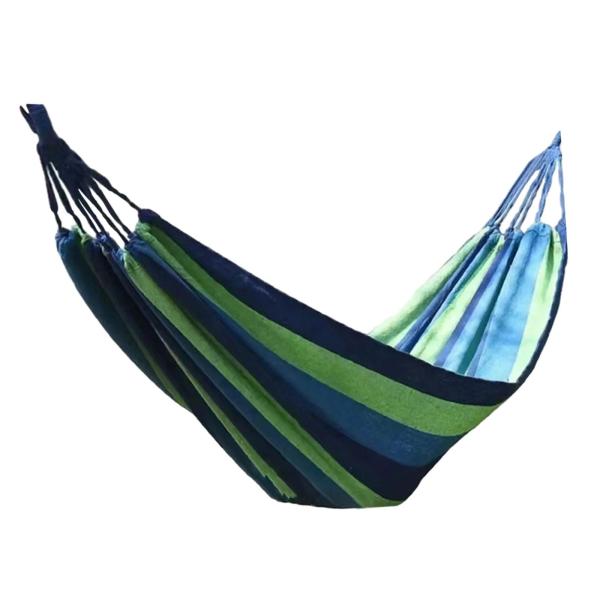 キャンプ ハンモック 丈夫なツリーロープ付き 屋外ハンモック ビーチ ガーデン パティオ用 ブルー 190x150cm
