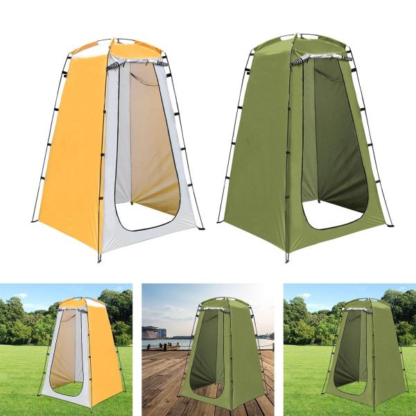 プライバシーテント シェルター ポータブル 屋外トイレテント RV バックパッキング キャンプ用 イエロー