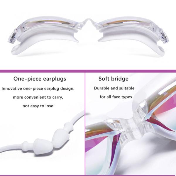 水泳用ゴーグル 曇り止め 水泳用メガネ ポータブル 快適 水泳用ゴーグル ホワイト