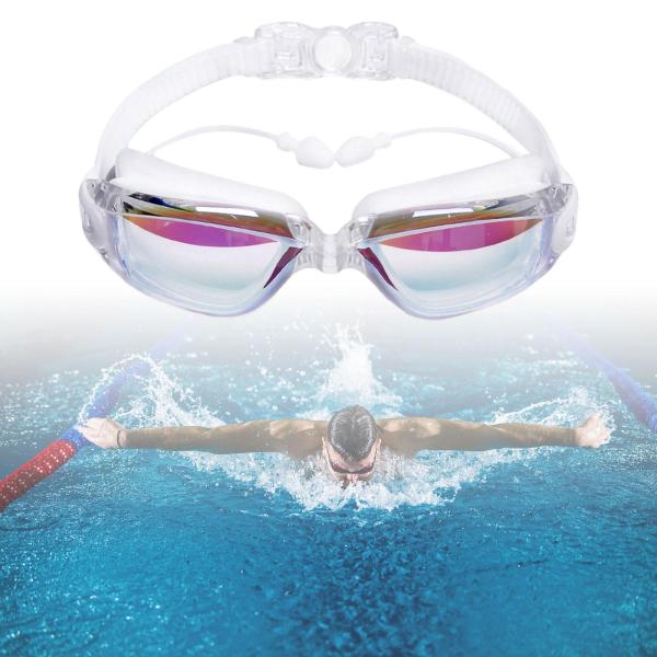 水泳用ゴーグル 曇り止め 水泳用メガネ ポータブル 快適 水泳用ゴーグル ホワイト