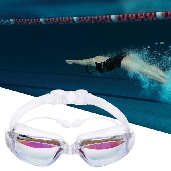 水泳用ゴーグル 曇り止め 水泳用メガネ ポータブル 快適 水泳用ゴーグル ホワイト