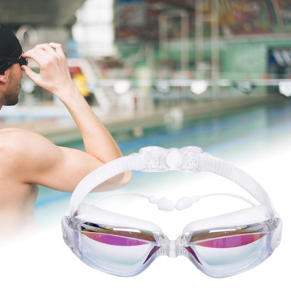 水泳用ゴーグル 曇り止め 水泳用メガネ ポータブル 快適 水泳用ゴーグル ホワイト