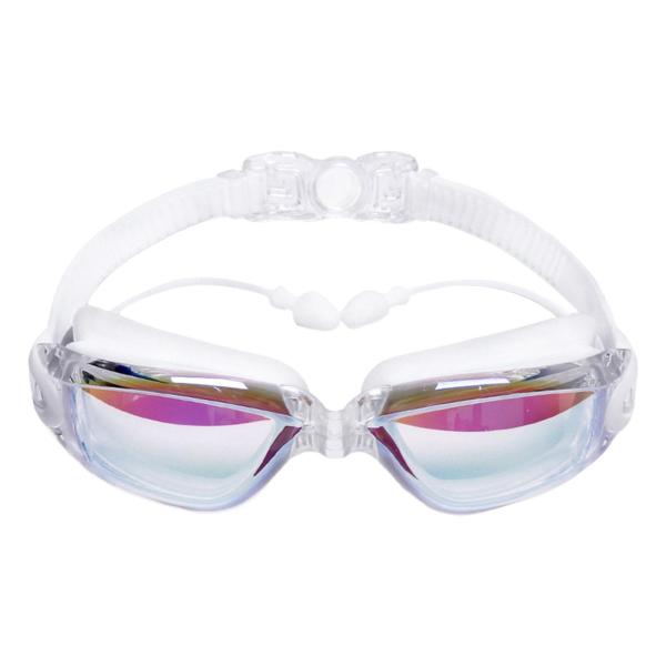 水泳用ゴーグル 曇り止め 水泳用メガネ ポータブル 快適 水泳用ゴーグル ホワイト