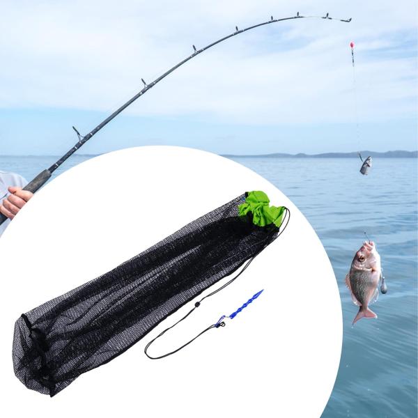 釣りネットバッグ 折りたたみ式 屋外用 鯉釣り 地面プラグ付き メッシュ餌バッグ 60x150cm