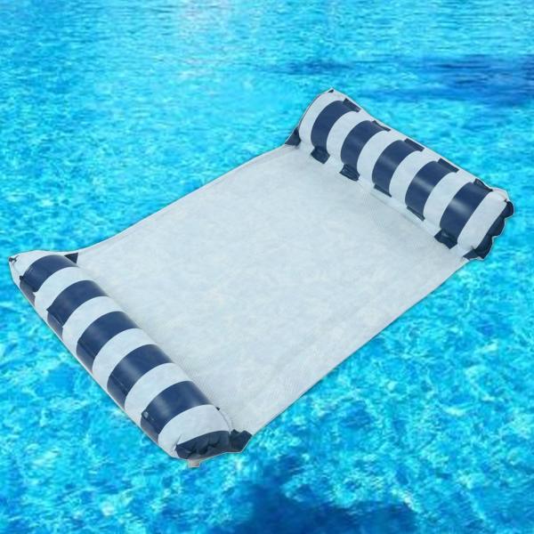 プールハンモックフロート インフレータブルハンモック 休暇用 スイミングプールアクセサリー ダークブルーストライプ