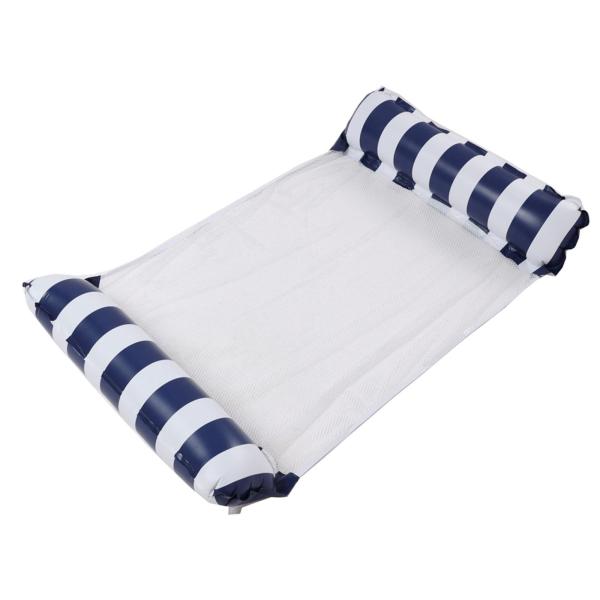 プールハンモックフロート インフレータブルハンモック 休暇用 スイミングプールアクセサリー ダークブルーストライプ